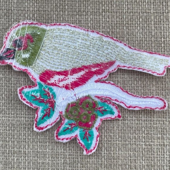 Iron On Patches Multi Color Bird on Branch Embroidery Patches - Picture 8 of 8